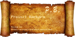 Preiszl Barbara névjegykártya
